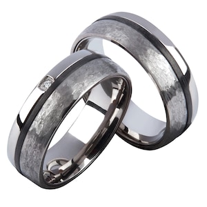 Ring Partner rings Engagement rings Wedding ring with titanium / carbon diamond