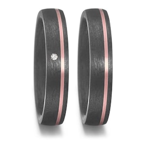 Ring Partner rings Engagement rings Wedding ring with titanium / carbon diamond