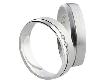 Friendship rings - Partner rings - Engagement rings Wedding rings in silver - Sterling silver 925 Women&#39;s ring with Zirconia stone