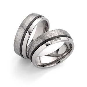 Ring Partner rings Engagement rings Wedding ring with titanium / carbon diamond