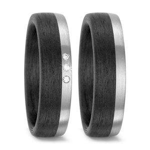 Titan Carbonring mit Zirkonia Ehering Verlobungsringe Antragsringe Trauring Hochzeitsring Wedding rings engagement rings