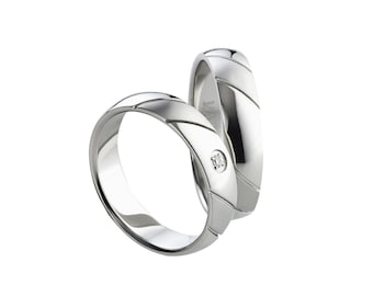 Anelli per partner - Fedi nuziali in titanio da 5 mm con zirconi cubici - Anelli dell'amicizia personalizzabili con incisione - Fedi nuziali spazzolate opache e lucide
