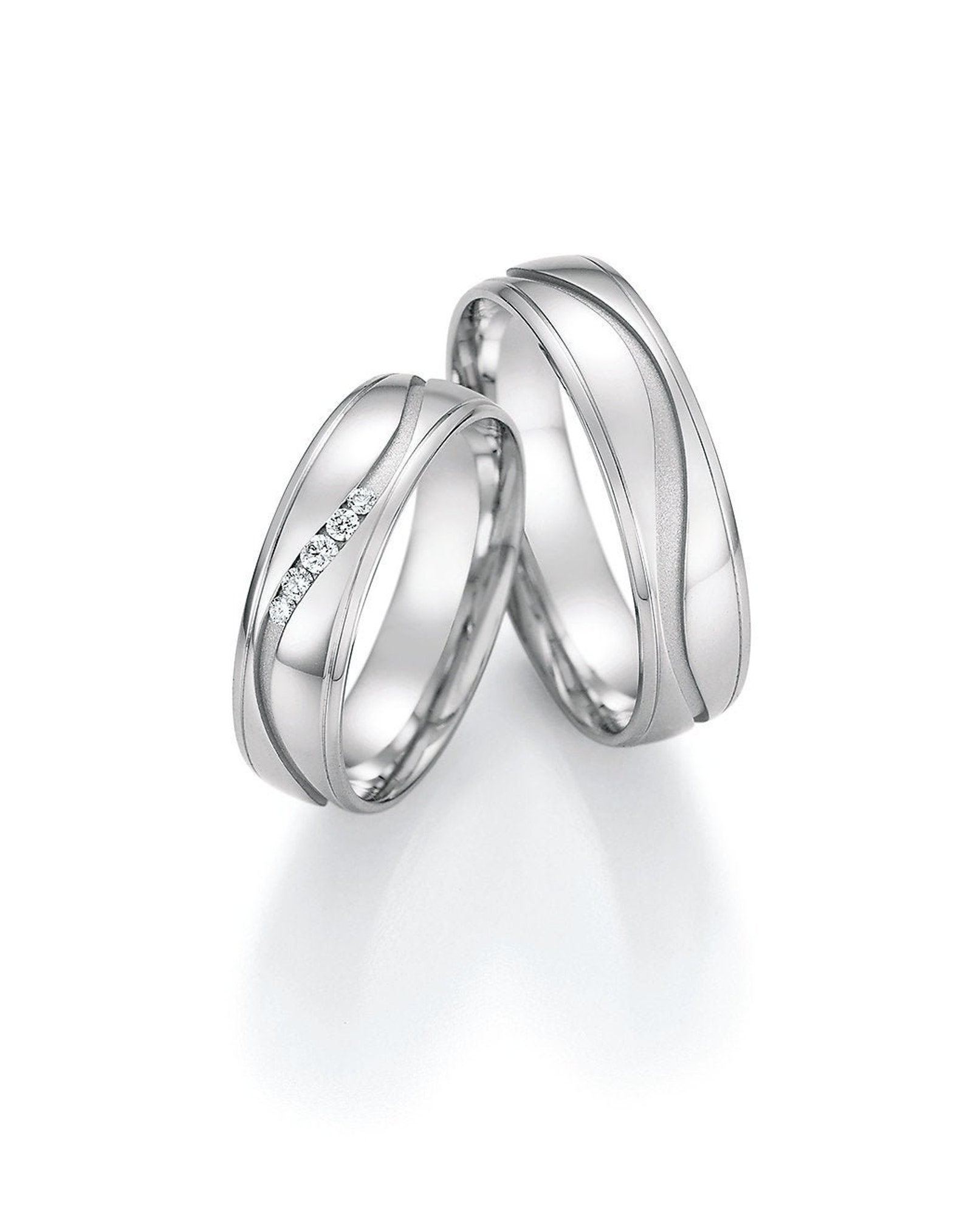 White Gold / Gold Rings With Diamond Couple Wedding Band Etsy UK