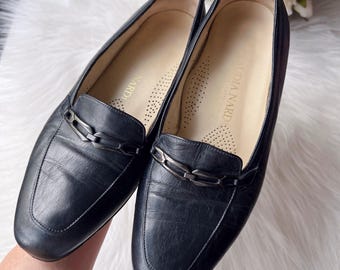 Claudia Nardi Schwarze Leder Loafers Größe EU 36.5 / US 6 - 6.5 / UK 3.5, Klassische Niedriger Absatz Karree Büroschuhe, Alle Leder, Made in Italy