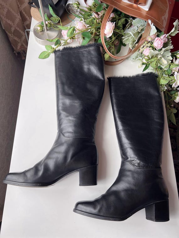 Bally Black Leather Knee High Boots Women display picture 3