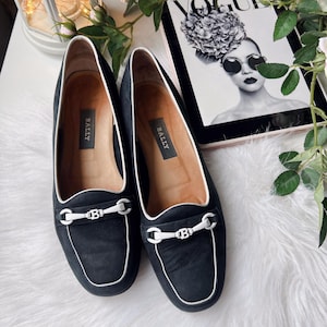 Vintage Bally Black Loafers Size 6 Leather Sole Classic Horsebit Flats UK 6 EU 39 US 8