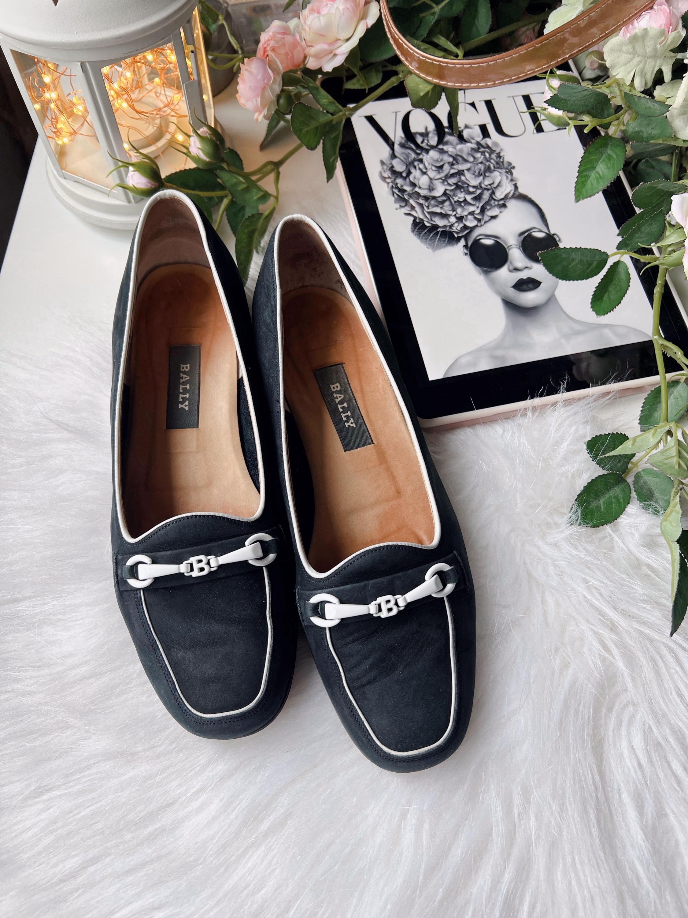 Vintage Bally Black Loafers Size 6 Leather Sole Classic Horsebit