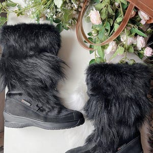 Vintage Black Fur Winter Boots by ANTIS – Size EU 39 / US8 / UK 6