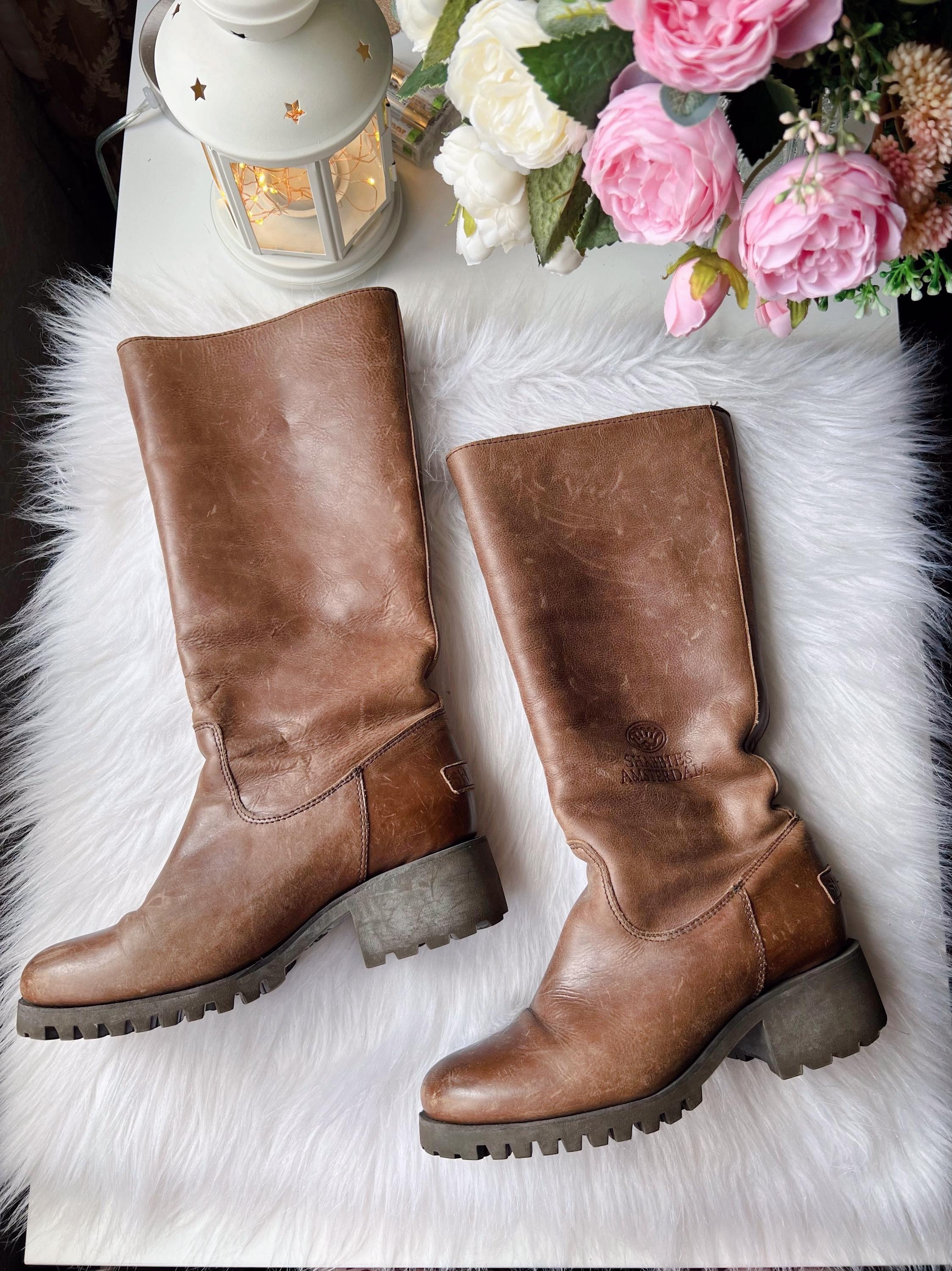 Shabbies Amsterdam Brown Leather Mid-calf Boots – Size EU 36  display picture 2