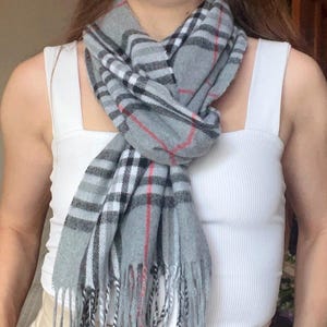 Strathurie Scotland Kaschmir-Wollschal Graues Tartan-Karo, Kaschmir-Wolle, Unisex Warmer Winterschal