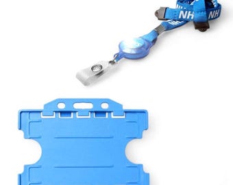 NHS Double Breakaway Lanyard with Retractable Badge Reel supplied with Double Sided ID Card Holder