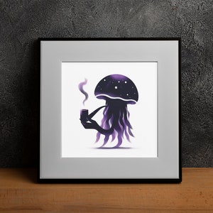 Ilustración de tubería de medusa cósmica, arte de pared, impresión, diseño digital
