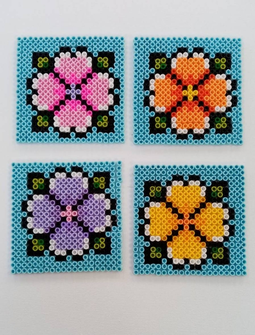 Summer Flower Perler Bead Coasters Australia