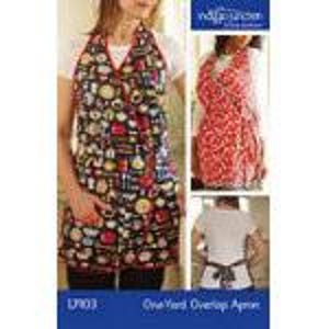 May include: A black apron with a colorful food-themed pattern, featuring images of fruits, vegetables, and kitchen utensils. The apron has a red trim, a front pocket, and a white lining. The apron is designed to be a one-yard overlap apron.