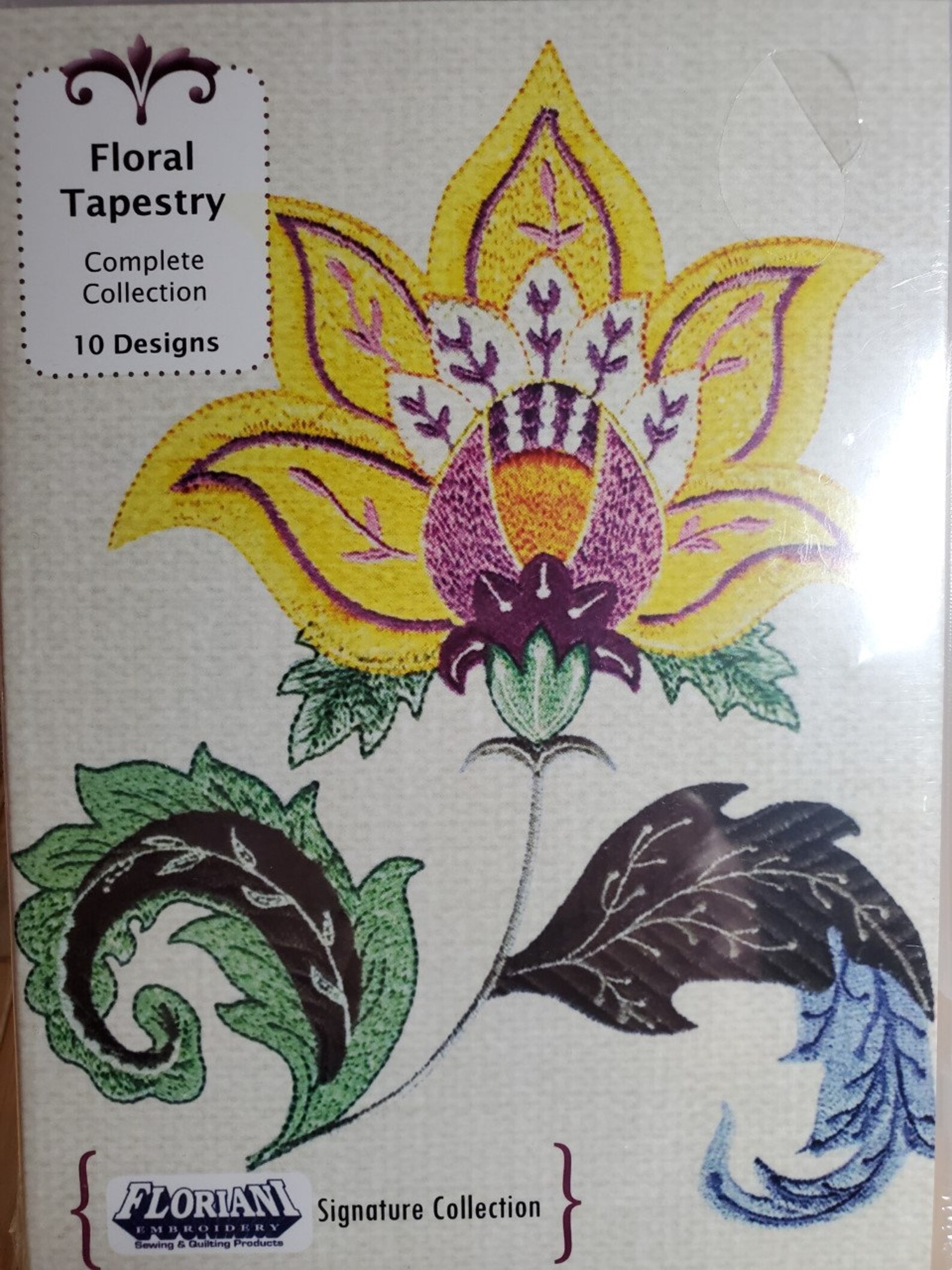 Floral Tapestry collection for machine embroidery on CD by Etsy