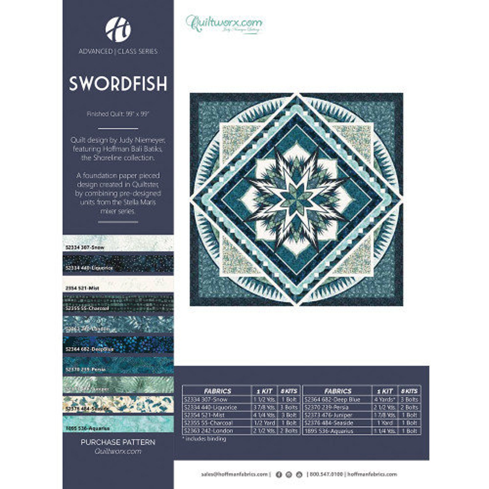 Swordfish Quilt Pattern From Quiltworx for Hoffman Etsy