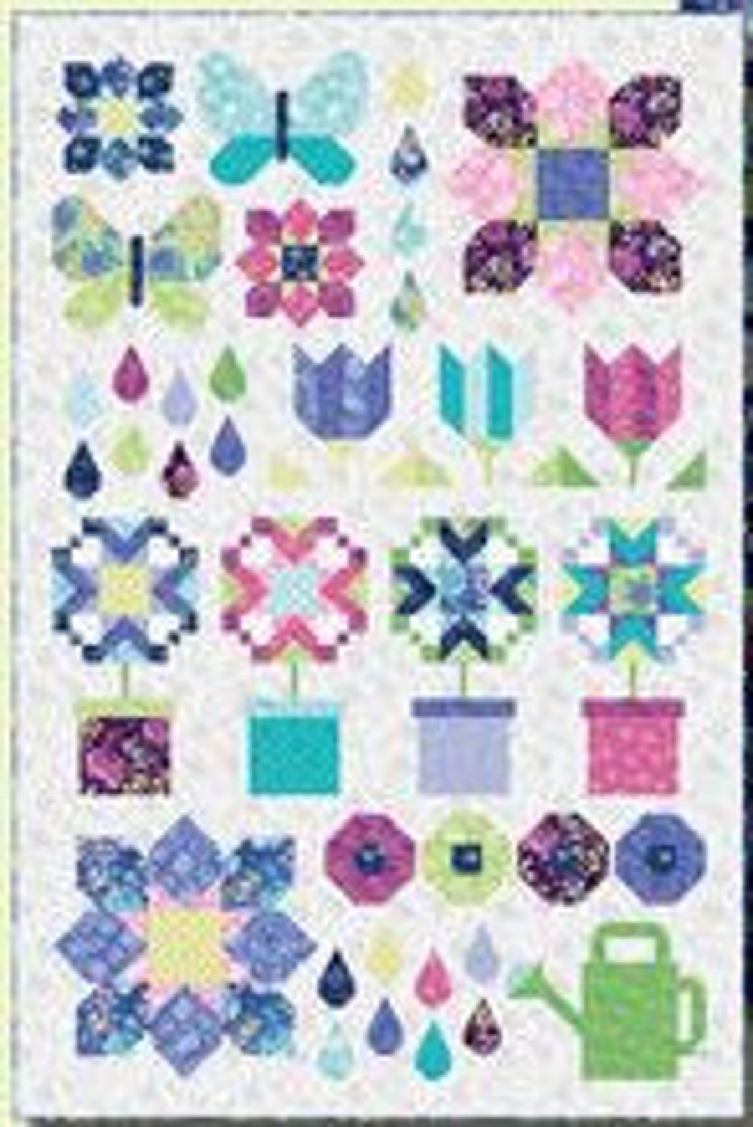 Garden Party Quilt Kit Light Background With Frolic Fabric Etsy