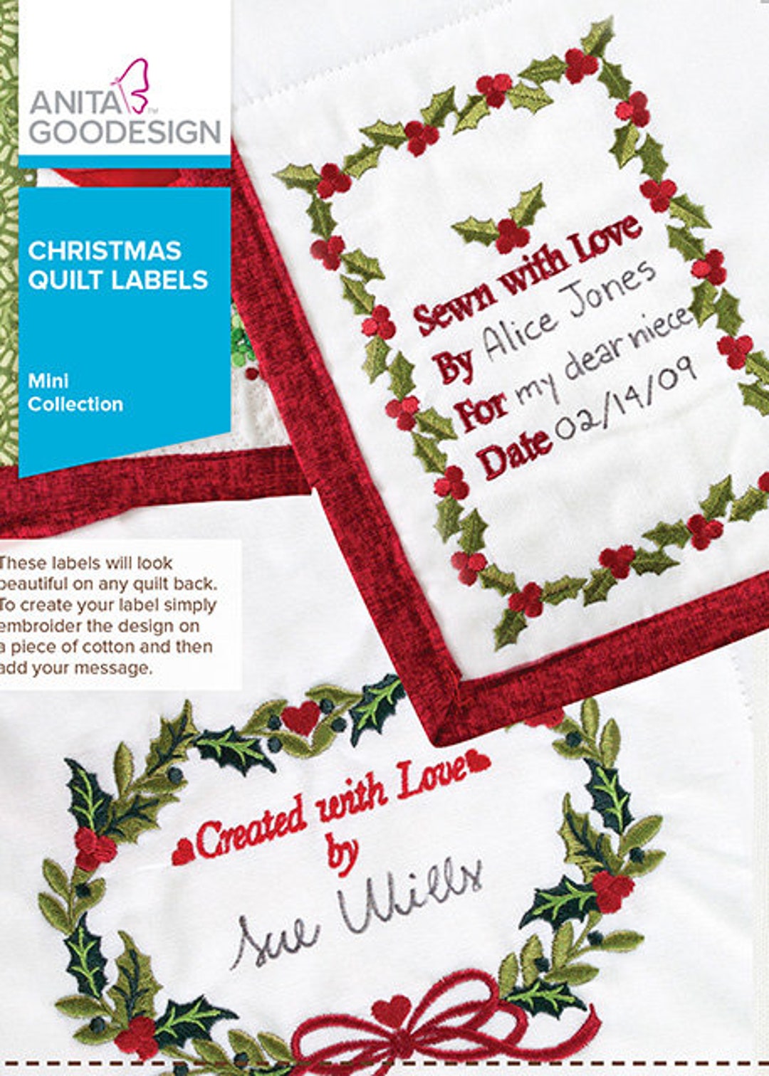 Christmas Quilt Labels Design Collection on CD for Machine Etsy