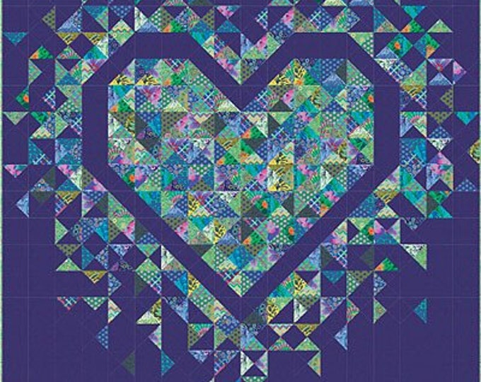 Exploding Heart Quilt Kit Ocean Colorway Featuring Fabrics by Kaffe