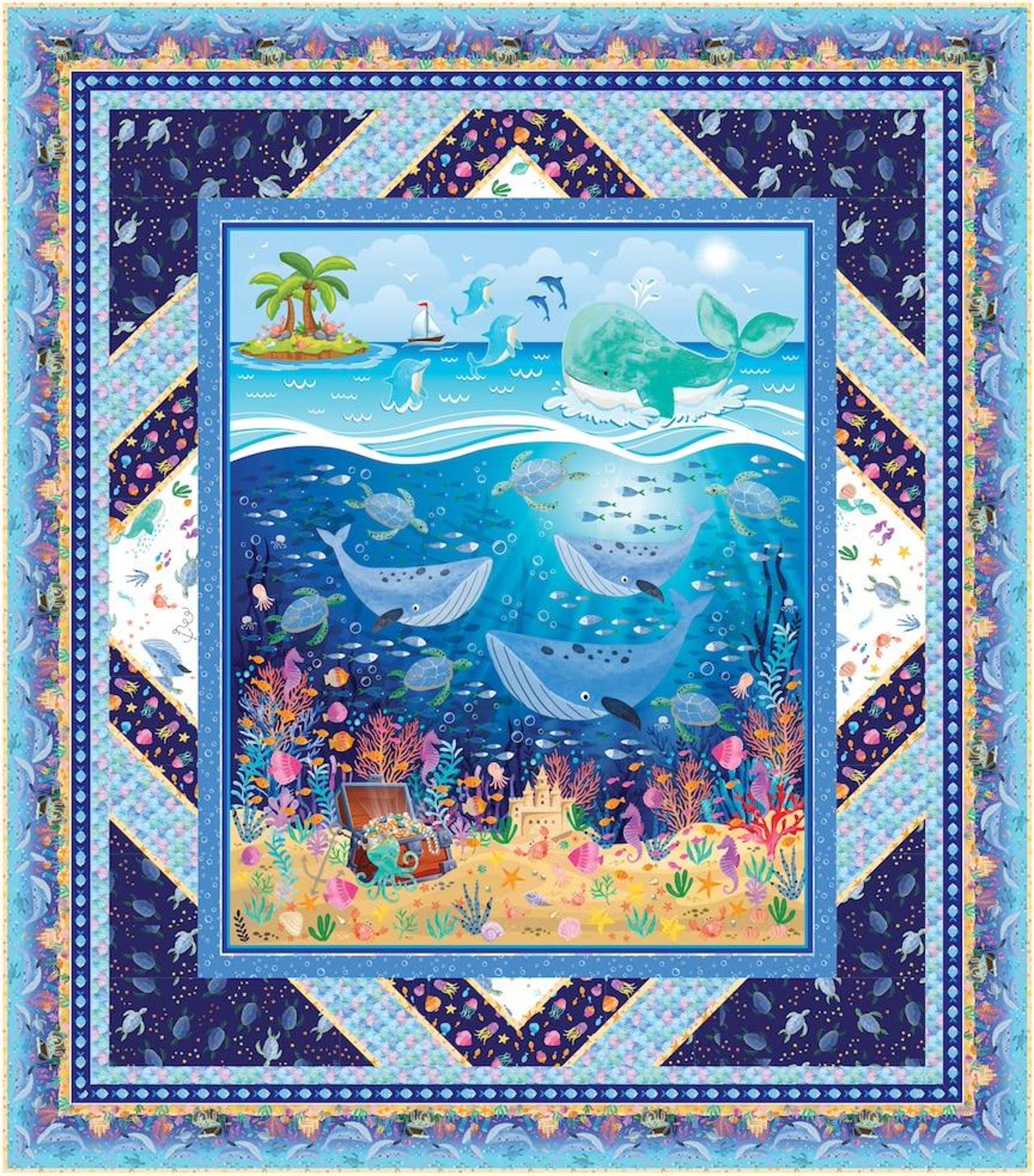 Sea Sights Quilt Kit With Swim With Me Fabric Collection From Benartex ...