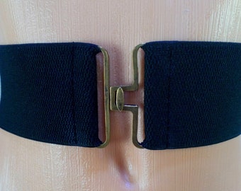 Black elastic belt Elastic waist belt Woman waist belt Cinched belt Black belt Black waist belt Modern belt Vintage belt Elegant belt