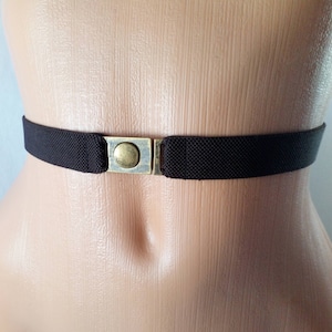 Brown elastic belt Elastic waist belt Brown belt with brass buckle Modern belt Vintage belt Waist belt Chocolate brown belt Cinched belt