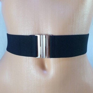 Black elastic belt Elastic waist belt Woman waist belt Cinched belt Black belt Black waist belt Modern belt Vintage belt Elegant belt