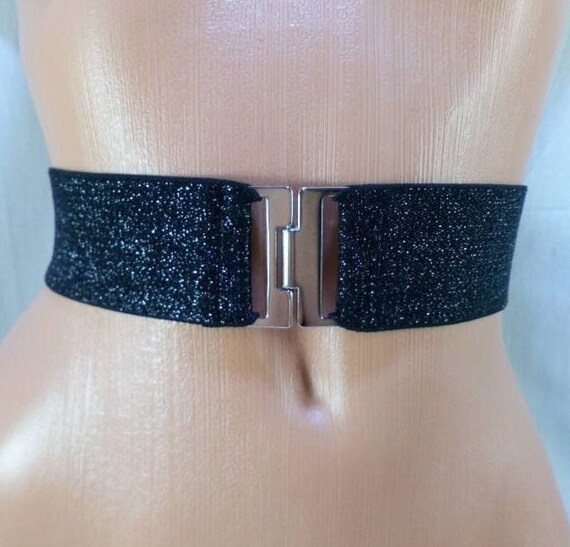 Buy Elegant Elastic Shimmery Black Belt With Silver Metal Buckle Elastic Belt Waist Belt Elastic Waist Belt Elegant Belt Belt for Curves Online in India Etsy