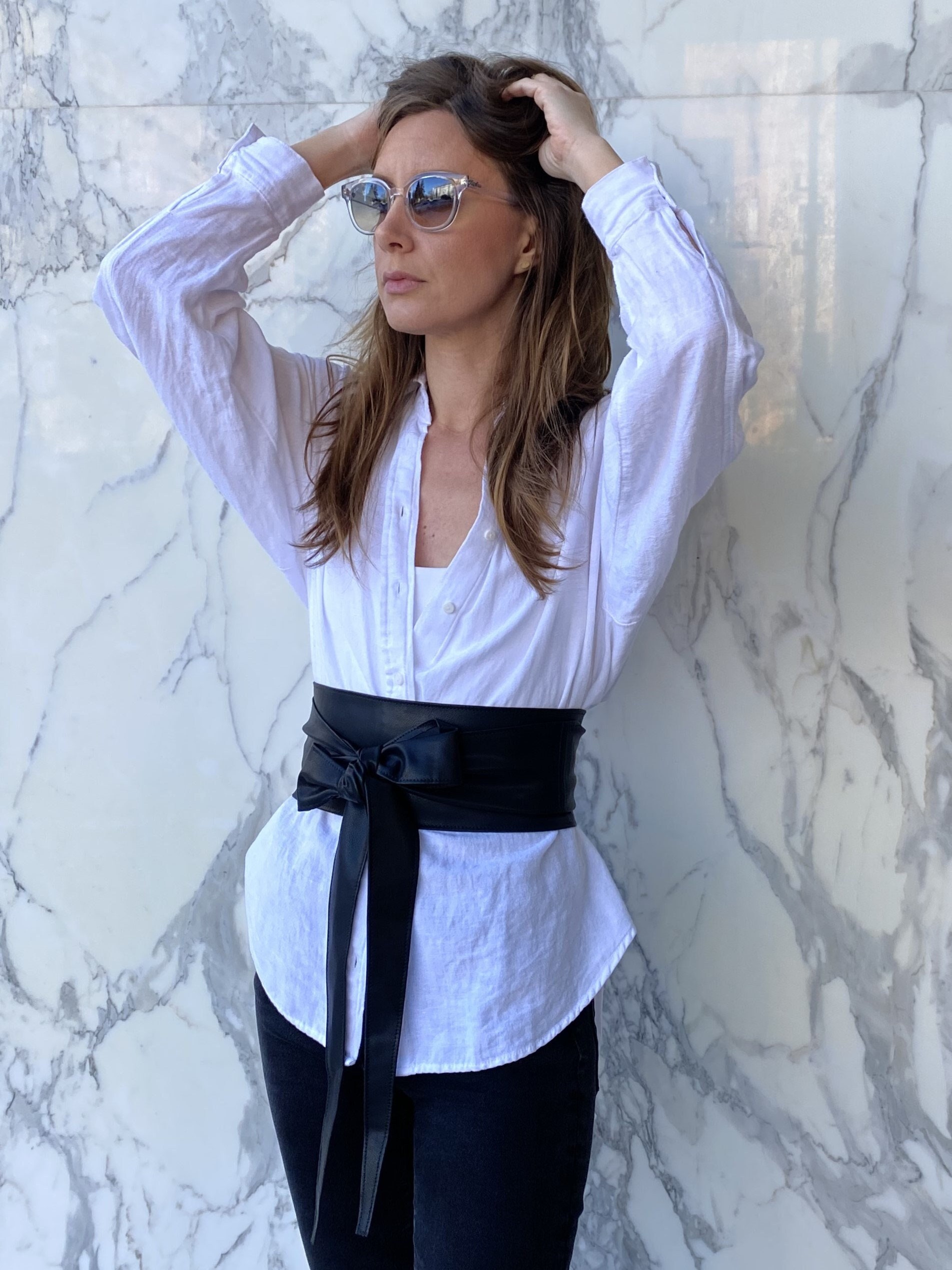 Vegan Leather Obi Belt • Black Obi Belt Made From Eco  display picture 1