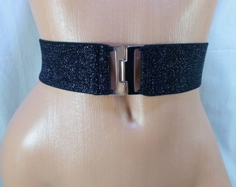 Elegant Elastic Shimmery Black Belt 