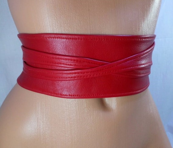 Silk Chiffon Sash, Red Belt , Red Sash, Two Sides , Two Layers