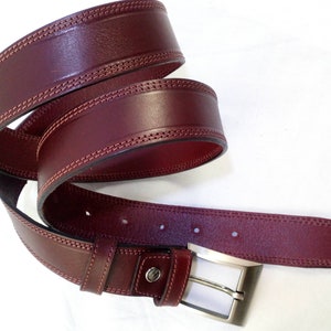 Man's belt Burgundy red Leather man belt Italian leather man belt Leather belt for man with silver metal buckle Quality italian leather belt
