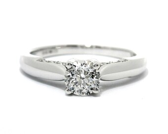 Anel de noivado com diamante certificado, diamante IGI de 0,50 ct, lapidação brilhante natural redonda, solitário em ouro branco 18k, Forever, H.Samuel, UK Hallmark.