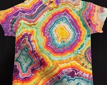 Geode Tie Dye Shirt, Rainbow Ice Dye Tee, Boho Festival Wear, Wearable Art