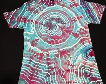 Geode Tie Dye Shirt, Berry Pink Teal Ice Dye Tee, Boho Festival Wear, Wearable Art Gift