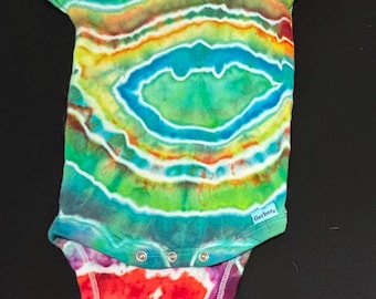 Geode Tie Dye Bodysuit, Rainbow Ice Dye Onesie, Boho Baby Gift, 6-9 Months