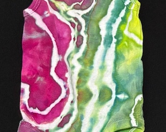 Geode Tie Dye Onesie, Hot Pink Lime Green Ice Dye Baby Bodysuit, Handmade Baby Gift, Unique Boho Baby, Size 0-3 Months