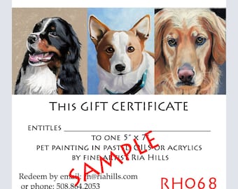 Pet Portrait Gift Certificates