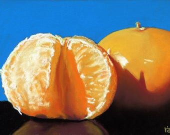 Clementine Orange painting  5x7 still life