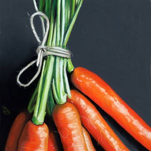 Realistic food art bunch of carrots painting