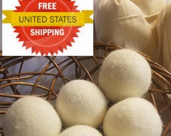 100% ORGANIC Set of 6 XL Wool Dryer Balls Eco Friendly All Natural Skin & Baby Safe