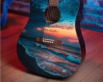 Custom Painted Guitar - Custom Gift for Guitar Lover, Handmade Guitar, Custom Guitar, Guitar Painting, Guitar Lover Gift, Customized Guitar