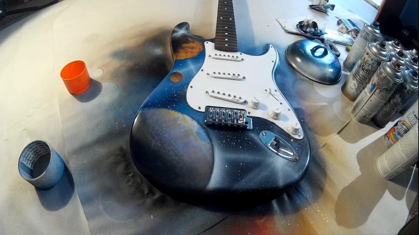 Custom Painted Guitar Electric Guitar Spray Paint Art Etsy