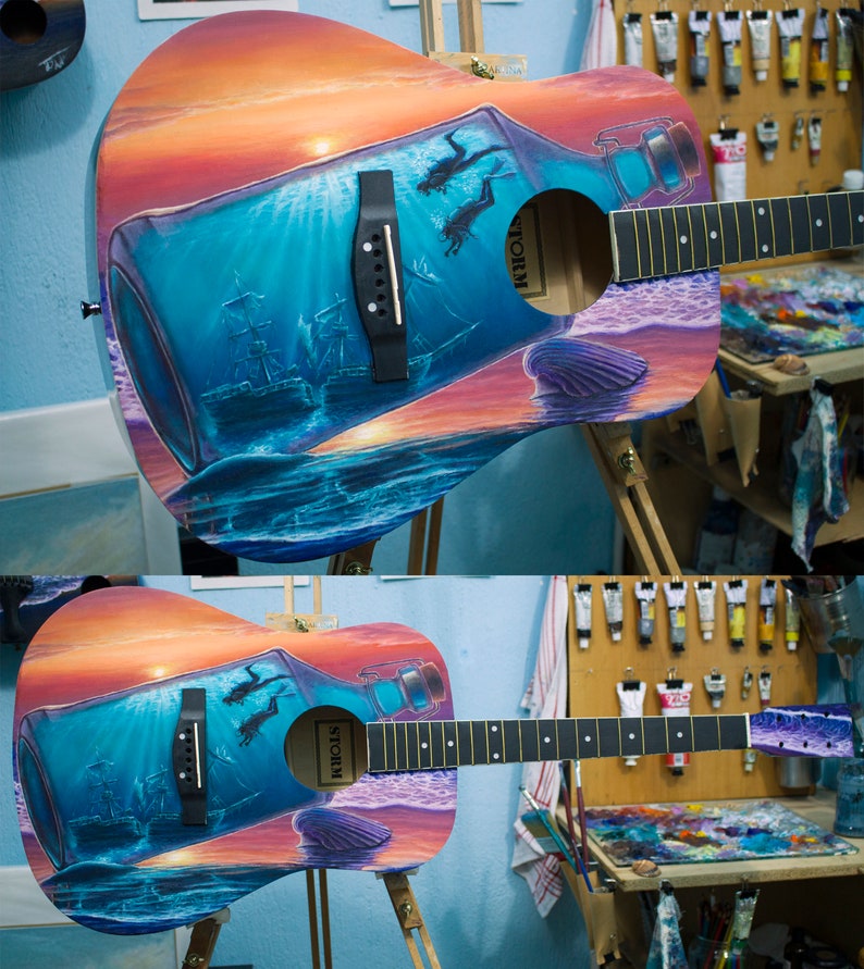 Custom Painted Guitar Electric Guitar Spray Paint Art Etsy