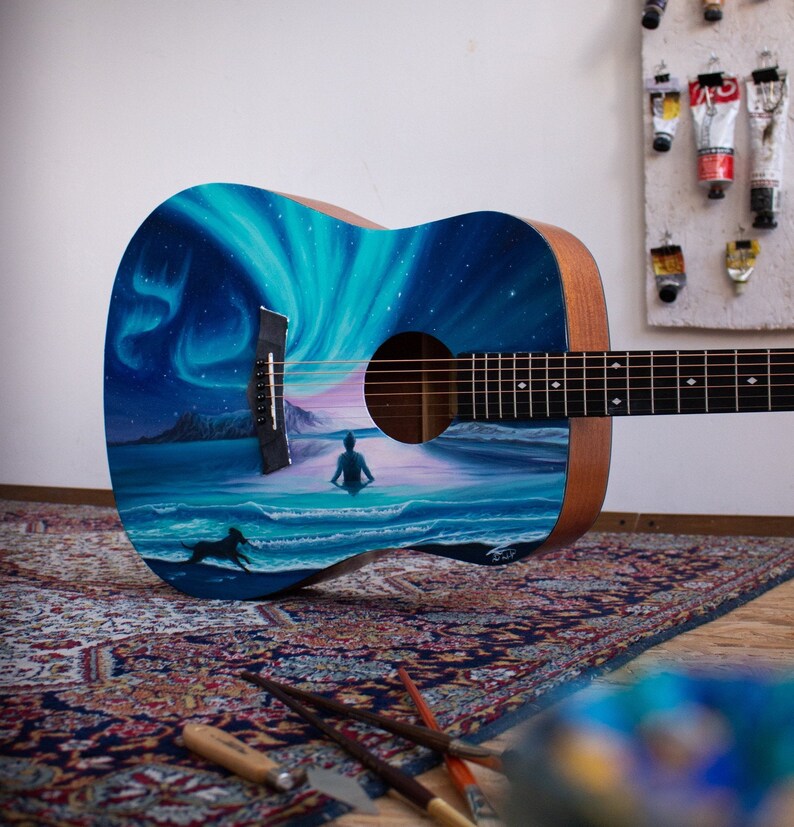 Custom Painted Guitar Electric Guitar Spray Paint Art Etsy
