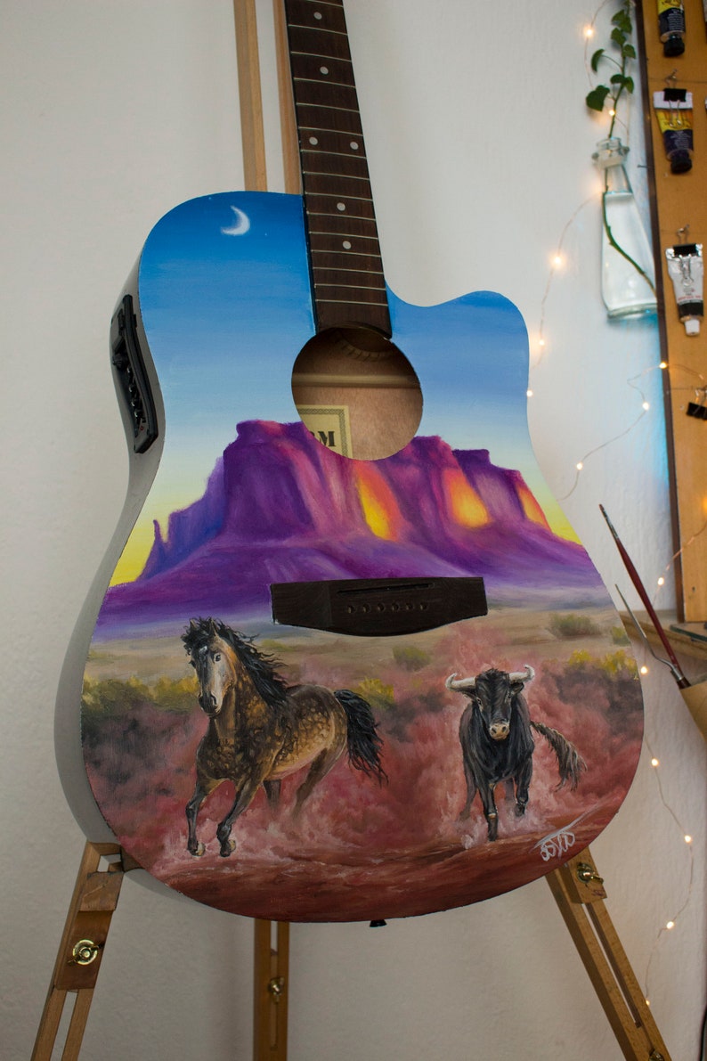 Custom Painted Guitar Electric Guitar Spray Paint Art Etsy