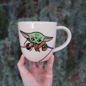 Starwars Baby Yoda Grogu White Coffee Mug “But First, Sippy Sip” Cute  Office Cup