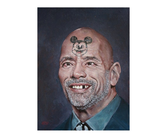 The Rock Dwayne Johnson Painting Cool Face Tattoos Wrestler Oil Portrait  Digital Print Digital Wallart - Etsy