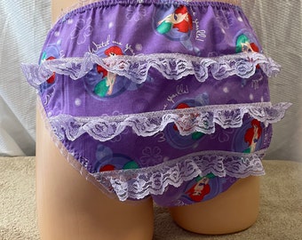 Fairies & Princess Print Cotton, Bikini for Men, Lace Butt, Organza Ruffled Trim