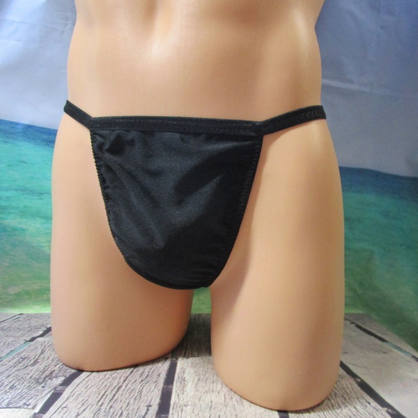 Bikini string tanga taille basse en satin et élasthanne pour homme - Tailles XS à 5XL